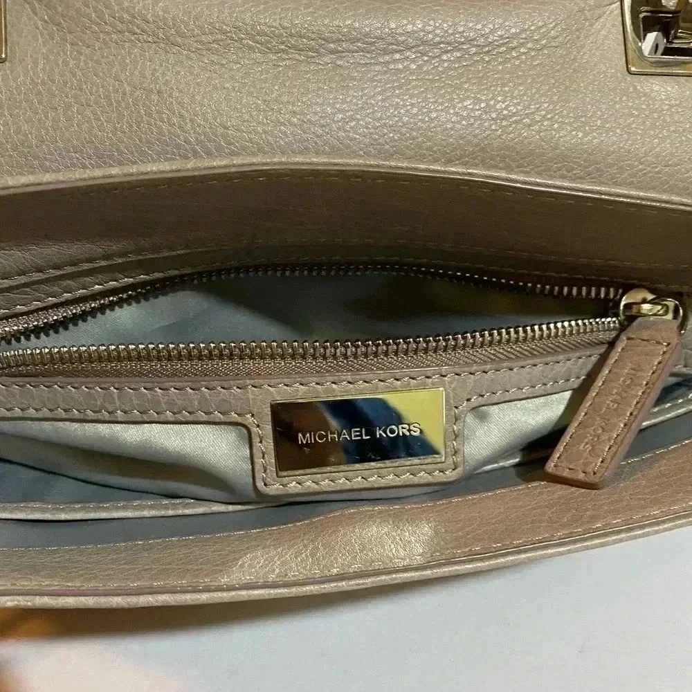Michael kors grey leather satchel handbag
